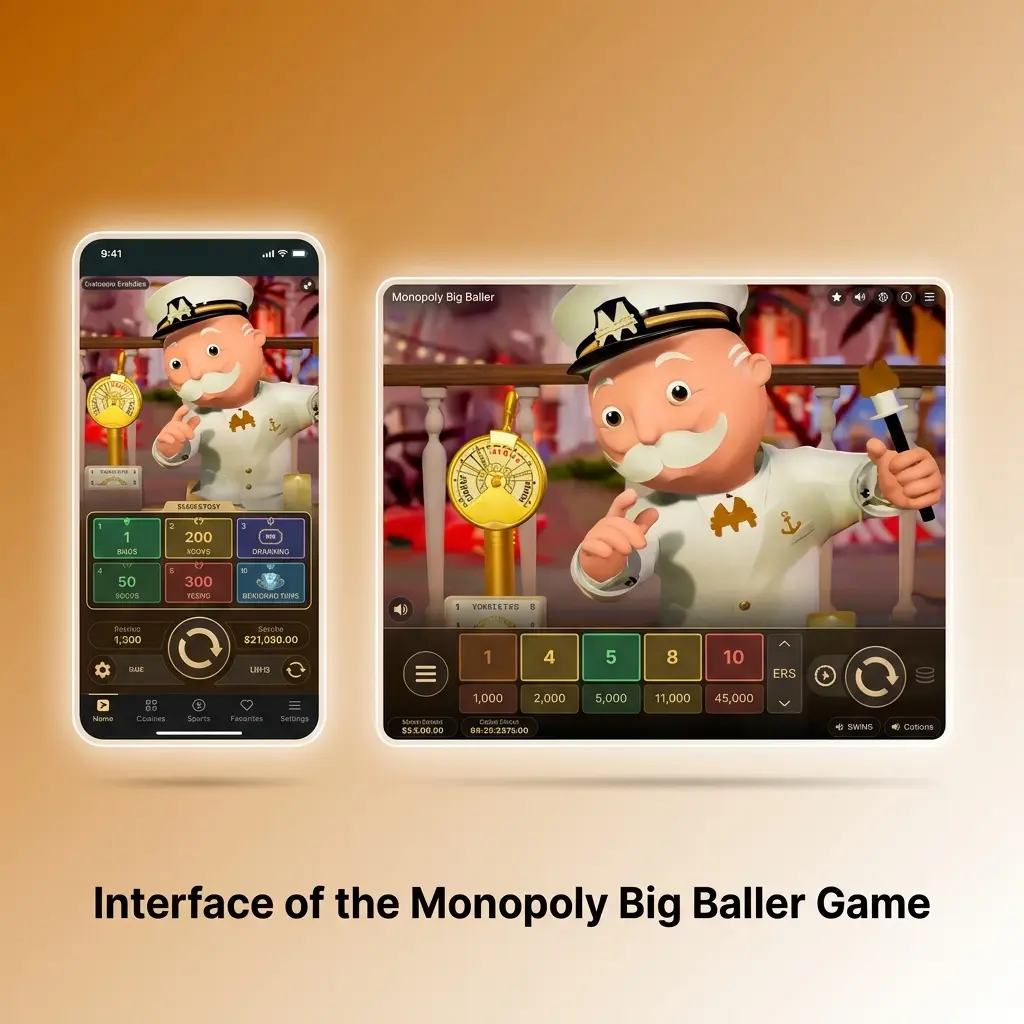 Monopoly Big Baller game interface showing bingo cards and Monopoly board